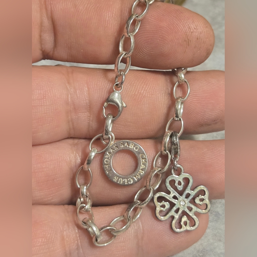 Bracelet Argent Sterling 925 Thomas Sabo pendentif trèfle 7"